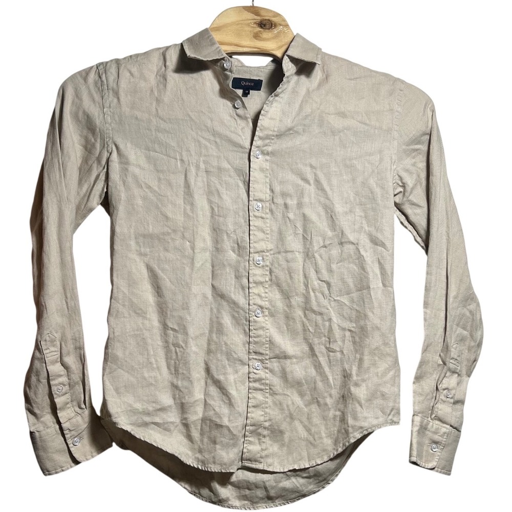 Quince 100% European Linen Long Sleeve Shirt Driftwood Beige